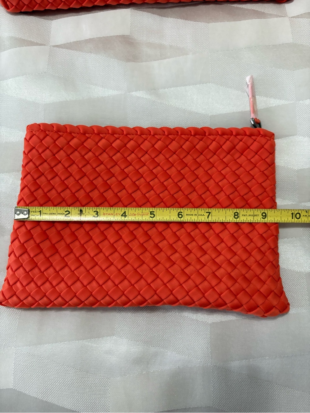 Orange Woven Tote Bag with Matching Pouch - Picture 6 of 9